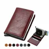 選択RFIDカードホルダーウォレットメンメイバッグ男性ショートレザー女性財布小さなスリムスマート薄い財布赤い財布カテラスU2XK＃