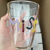 Piatti tazza di vetro 2 pezzi/set con confezione regalo Miss Design Water Home Drinkware Stile colorato