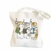 2022 Women Shopper bag Funny Cats Printed Kawaii Bag Harajuku Shop Canvas Shopper Bag girl handbag Tote Shoulder Lady G2iF#