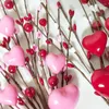 Fleurs décoratives pour la saint-valentin, simulation de branche de fleur en forme de cœur, pour la maison, le jardin, Arrangement DIY, accessoires de photographie, décorations de Vase