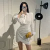 Casual Dresses Pencil Mini 2024 French Design Chic Korea Fashion Style Feminine Vesidos Long Sleeve One-Piece White Shirt Dress