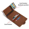 airtag Men's Wallet New Metal Aluminum Box Case Rfid Anti-theft Swipe Credit Card Holder Genuine Leather Short Zipper Coin Purse K43U#