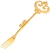 Spoons Golden Vintage Cutlery Cake Forks Mini Appetizers Little Salad Small Fruit Stainless Steel Dessert