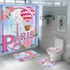 Zasłony prysznicowe walentynkowe łazienki Zestaw łazienki Paris Tower Cover Co pokrywa dywaniki 4pcs Walentynki Dekoracje