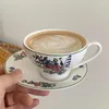 Mokken Retro Afternoon Tea Keramische Koffiekopjes En Borden Huishoudelijk Europees Bloemen Latte Met Oor Hangend Ijs Amerikaanse Stijl