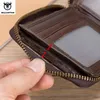 bullcaptain RFID zipper with compartment men's wallet RFID credit card holder anti-theft leather mini men's wallet f2L7#