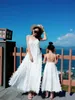 Family Matching Outfits Dresses Summer Mother Daughter Dress Fashion Clothing Girl Mom Daughter Chiffon Beach Dress Clothes 240322