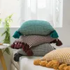 Kudde Regina Spot Plaid Cute Tassel Cover Gray Wine Orange Green Home Decorative Throw For Soffa Bed Case