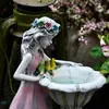 Flower Fairy Statue Solar Light Ornament Outdoor Courtyard Garden Decoration Resin Angel Figure Sculpture Micro Landscape Decor 240322