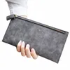 Fible Women's Retro LG Wallet Ultra-Thin Frosted Zipper Wallet Phe Bag Ladies Holding a Coin Wallet Card Bag C3fj#