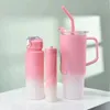 Water Bottles 1pc Portable Plastic 40Oz Tumbler With Handle E Bottle Lid And Straw 3Pcs