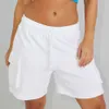 Style Lace Up Adjustable Loose Shorts for Womens Pocket Cotton Pants Casual