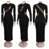 Повседневные платья ANJAMANOR, прозрачное сетчатое платье, сексуальное черное вечернее платье, облегающее платье макси с длинными рукавами для женщин, элегантное D35-CG33