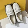 Casual Shoes Widened Large Size Women's 41-43 Crystal Hook&loop Sneakers Round Toe Transparent Bottom Small White Woman Moccasins