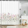 Shower Curtains Flower Bathroom Curtain Floral Printed Waterproof Polyester Fabric Bath For Home Decoration