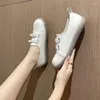 Casual Shoes Widened Large Size Women's 41-43 Crystal Hook&loop Sneakers Round Toe Transparent Bottom Small White Woman Moccasins