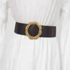 Belts Women's Fashion Flower Buckle PU Leather Elastic Corset Female Cummerbund Coat Waistband Dress Decration Wide Belt J224