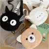 Femmes Sac en peluche Japonais Kawaii Carto Sac à bandoulière Femme Sac à bandoulière Fausse Fourrure Sac à main Petit Phe Sacs à main Fluffy Shopper D2XK #