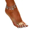 Bohemian Starfish Shell Pendant Anklets for Women Fashion Sier Color Conch Ankle Bracelets on the Leg Boho Beach Accessories