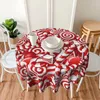 Table Cloth Swirl Candy Christmas Tablecloth Round Washable Cover For Kitchen Dining Picnic Party Indoor Outdoor Mats 60 Inch