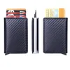 men Credit Card Holder RFID Blocking Microfiber Leather Magnetic Closure Pop Up Card Wallet with ID Window and Coin Pocket s1nf#