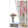 Novas cortinas de flores rosa cortina reilef 3D Europeu bela flor impressão cortina de banheiro