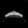 Hårklipp Himstory Luxury European Pearls Brides Tiara Headpieces Zircon Crystal Wedding Crowns Evening Accessories High Quality
