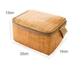 屋外ポータブルカムピクニックバッグIMITATI RATTAN PICNIC BAG INSULEDTERTEMALT THERMAL COOLE BASKETランチストレージボックス22*14*12cm L405＃