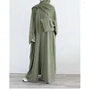 民族衣類イスラム教徒の女性3ピースヒジャーブドレスセット控えめなアバヤドバイドバイトルコ着物