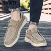 Freizeitschuhe PINGKEE Driving Loafers Slip-On-Canvas-Obermaterial mit Lederfutter Gemütliche, bequeme, gepolsterte Außensohle für Herren