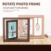 Frames 360 Grad Rotation Burr kostenlos PO Display Frame Doppelte hölzerne Seiten 6 im Bild Valentinstag Geschenk Desktop Orament