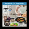 Ensembles d'ustensiles de cuisine Doublures pour mijoteuse Séparateur 3 en 1 en silicone pour casseroles ovales et rondes de 6 QT (gris)
