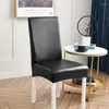 Housses de chaise en cuir PU de couleur unie, imperméable, pour salle à manger, bureau, anti-poussière, décor de banquet de mariage