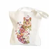 fr Cat Canvas Bag worka na ramiona Totebag Female Shop Torby Dziewczyna studenckie torby szkolny Y0va#