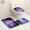 Coprisedili per WC modello Galaxy divertente tappeto da bagno stampato in 3D piedistallo coperchio coperchio tappetino da bagno set stile goccia-3