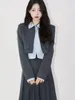 Werk Jurken Insozkdg Herfst Vrouwen Set Blazer Shirt Rok 3 Stuks Pak Bruin Kantoor Dame Elegante Streetwear Lengte Rokken Vrouwelijke kleding