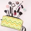 Gul grönt mönster sicksacksmakeupväska för kvinnor reser kosmetisk arrangör kawaii lagring toalettartiklar dopp kit fall låda e42a#