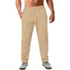 Nouveaux hommes pantalon décontracté rayé imprimé Long cordon taille élastique pantalon droit ample avec poches été Streetwear