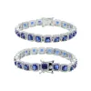 Bracelets bleu blanc rose 3 couleurs cubiques zircone carré cluster cluster bracelet chaîne de tennis pour femmes bijoux glacés girls iced out