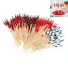 Forks 100pcs 12cm Heart Flower Bamboo Pick Buffet Cupcake Fruit Fork Party Dessert Salad Stick Cocktail Skewer For Wedding Picks