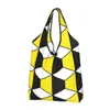 Borse per la spesa Moda motivo geometrico astratto Borsa tote in bianco e nero giallo Borsa a spalla portatile per generi alimentari di arte moderna