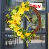 Decorative Flowers Fireplace Wreath Realistic Spring Artificial Flower With Natural Rattan Design Rich Color Simulation Garland For Wall