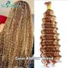 Coiffes humaines en vrac pour le tressage Highlight Deep Wave Color 30 Double dessiné en gros Birman Boho Braids Human Hair Bundles pas de trame