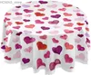 Tischtuch Valentinstag Tischdecken Pink Hearts Valentinstag Dekorative Tischtuchabdeckung für kreisförmige Tisch -Essen für Feiertagsparty Y240401