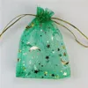 9x12Printed Star Moon Christmas Organic Glass Bag Drawstring Charm Packaging Bag Daily Jewelry AB56