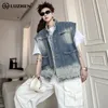 Men's Vests LUZHEN Stylish Personality Wornout Burr Design Denim Waistcoat 2024 Fashion High Street Vintage Sleeveless Jacket LZ2255