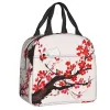 Flor de cerejeira Estilo Japonês Saco de Almoço Isolado para Mulheres Sakura Floral Frs Cooler Lancheira Térmica Escritório Piquenique Viagem s4dU #