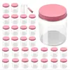 Bouteilles de stockage 12 pièces/lot 50ml-250ml pot cosmétique en plastique bouteille de sérum clair récipients de couvercle en aluminium rose pour Pots vides de beurre corporel