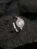 Pierścienie klastra 2024 Fashion S925 Srebrny okrągły pierścień cyrkon