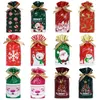 Present Wrap 10st Santa Bag Candy Snowflake Crisp Drawstring God juldekorationer för hemåret 2024 Noel Presents